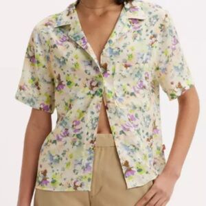 Levi’s Floral Button-Up Shirt with Purple Tank Top
